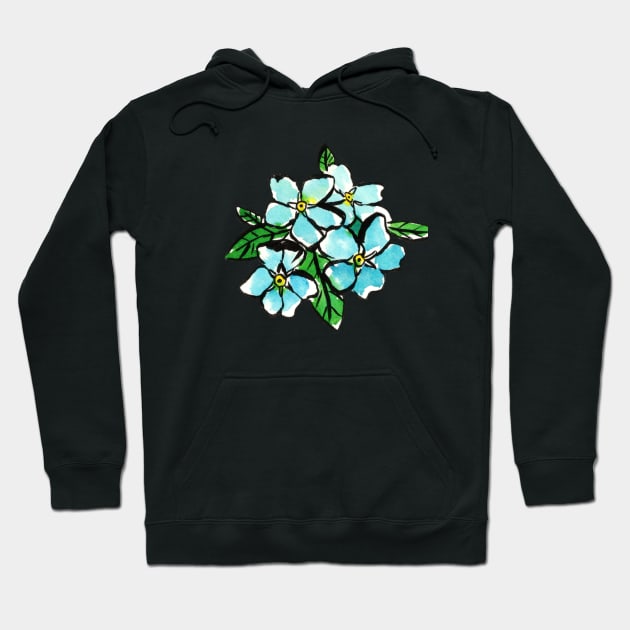 Serene Blue Forget-Me-Nots Floral Cluster Art Hoodie by Ratna Arts